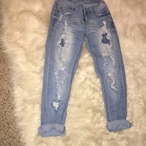 Ripped blue jeans